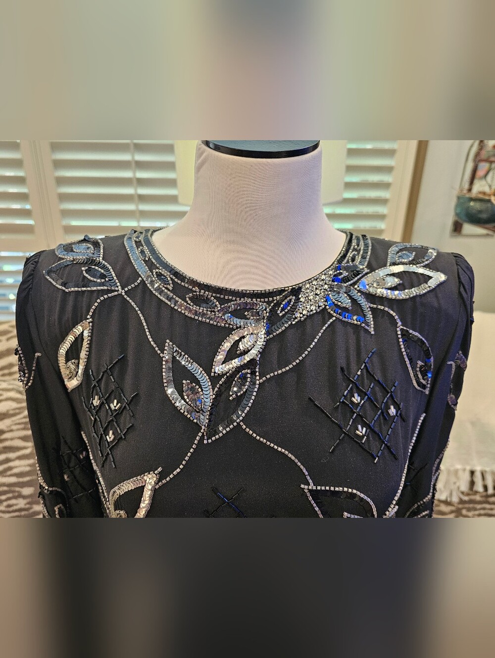 Vintage Silk And Sequins Cocktail Dress Size 8